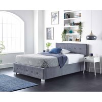 Aspire Side Opening Ottoman Storage Bed - Steel Grey Brushed Velvet Fabric / 215cm / King