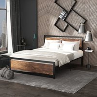 HOMCOM King Size Metal Bed Frame with Headboard and Footboard - Black