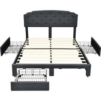 Costway Upholstered Bed Frame - Grey - Grey
