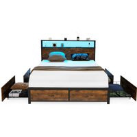 DeleteCostway King Size Bed Frame Metal Platform Bed  -  Rustic Brown