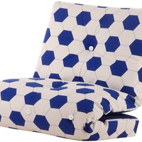 1 Seater Fibre Filled Futon Mattress  - Football Blue