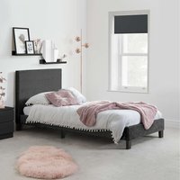 Bed Frame plus Mattress Black Velvet Fabric Birlea Sleepsoul Paris - Black / Single