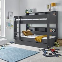 Olly Onyx Grey Storage Bunk Bed - Grey / No Drawer / Bunk and Orthopaedic Mattresses