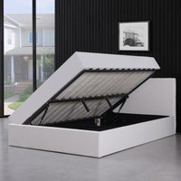 Ottoman Storage Side Lift Bed Single With Mattress  - White