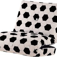 1 Seater Fibre Filled Futon Mattress  - Football Black and White