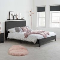 Bed Frame plus Mattress Black Velvet Fabric Birlea Sleepsoul Paris - Black / King
