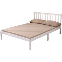 HMD Solid Pine Wood Bed Frame,190x135cm Without Mattress - White