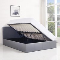 Ottoman Storage Side Lift Bed Single With Mattress  - Grey