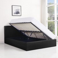 Ottoman Storage Side Lift Bed Single With Mattress  - Black