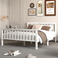 Solid Wood Bed Frame without Mattress - White / Double