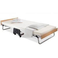 Jay Be Folding Bed Frame with Memory Foam Mattress  Silver  White  96cm | Bed Sava