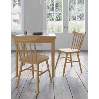 MS Collection Set of 2 Oak Spindle Dining Chairs Oak | Bed Sava
