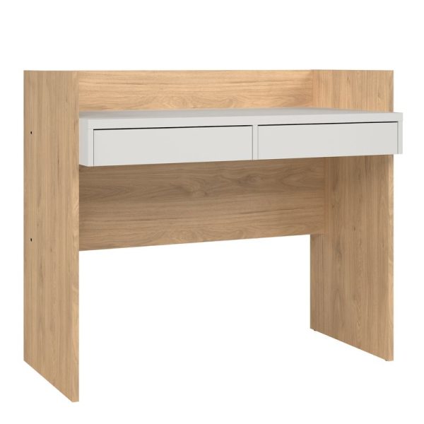 Function Plus Desk 2 Drawers In Jackson Hickory and White | Bed Sava