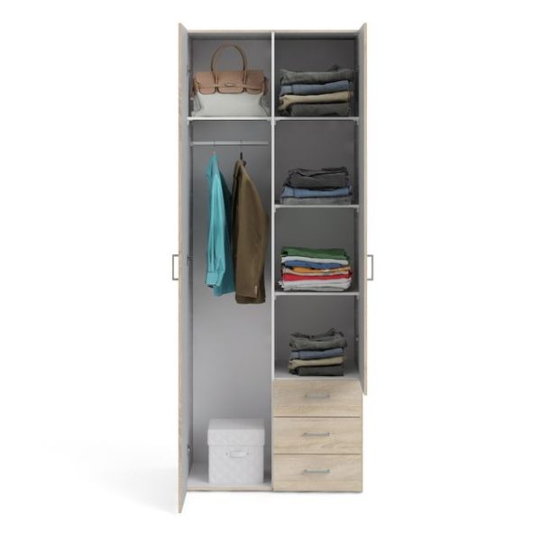 Space Wardrobe 2 Doors 3 Drawers in Oak 2001 | Bed Sava