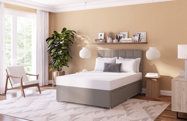 Value Memory Foam Mattress + Premium Divan Bed, Bednextday_Teal, 4 Drawers, Single