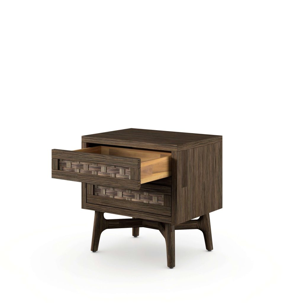 Jensen Bedside Table - Dark Wood / Rattan
