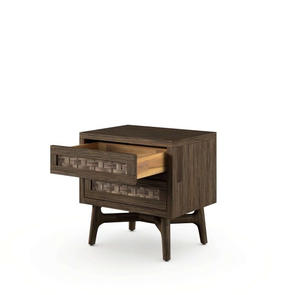 Jensen Bedside Table  Dark Wood  Rattan | Bed Sava