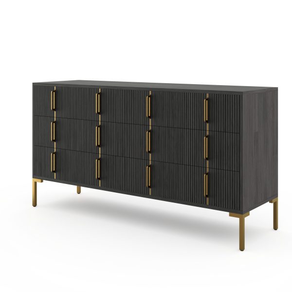 Camber 6 Drawer Chest  Charcoal Grey Wood | Bed Sava
