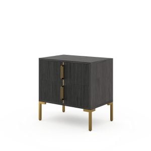 Camber Bedside Table  Charcoal Grey Wood | Bed Sava