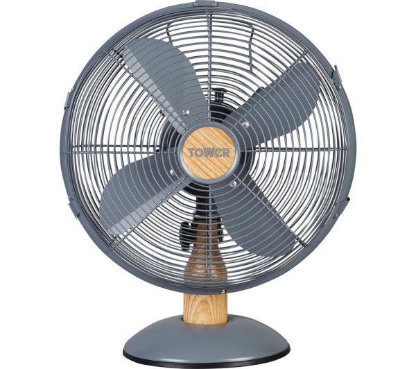 TOWER T610000 12 Desk Fan  Grey SilverGrey | Bed Sava