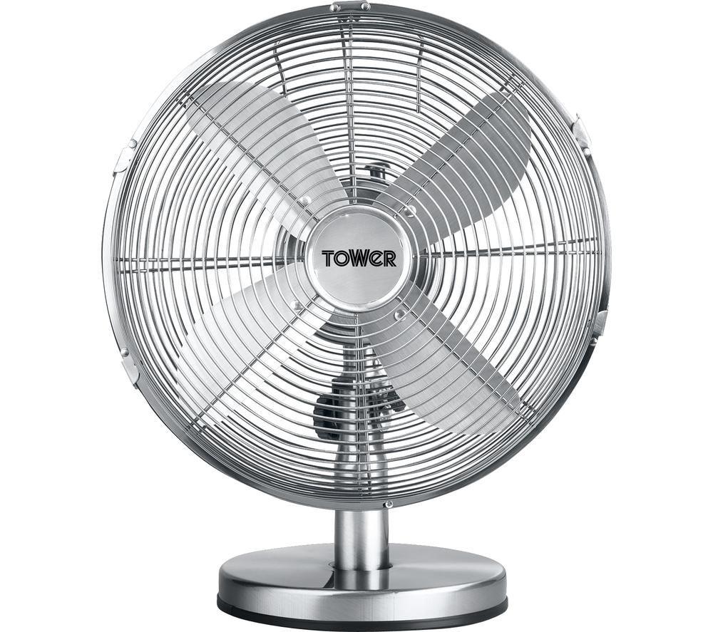 TOWER T605000 Portable 12" Desk Fan - Chrome, Silver/Grey