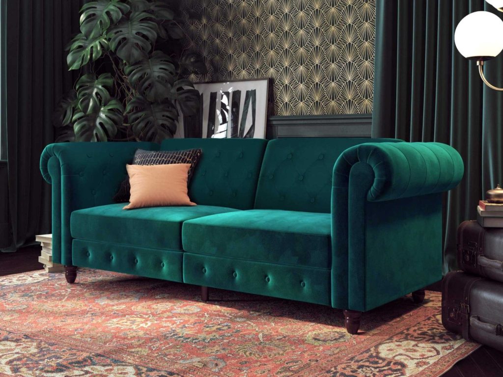 Dorel Felix Chesterfield Sofa Bed-Teal