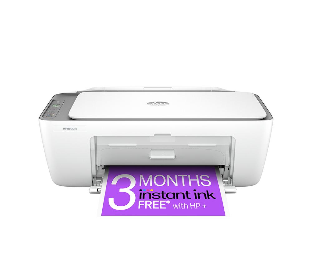 HP DeskJet 2820e All-in-One Wireless Inkjet Printer & Instant Ink with HP, Silver/Grey,White