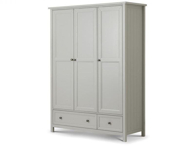 Julian Bowen Maine 3 Door Combination Wardrobe Dove Grey Wardrobe