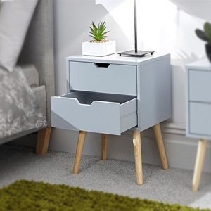 GFW Nyborg 2 Drawer Bedside Single Dark Grey Bedside Chest | Bed Sava