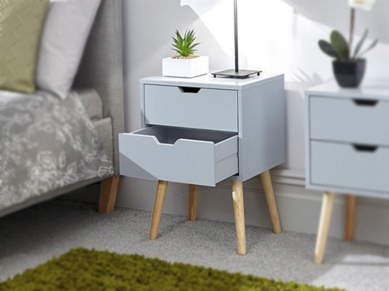 GFW Nyborg 2 Drawer Bedside (Single) Dark Grey Bedside Chest