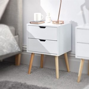 GFW Nyborg 2 Drawer Bedside Single White Bedside Chest | Bed Sava
