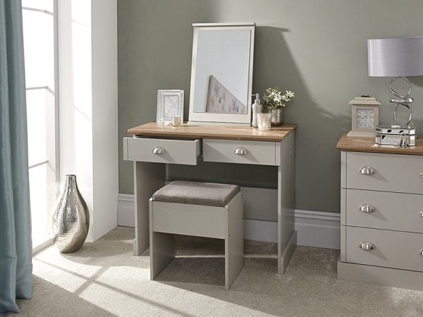 GFW Kendal Dressing Table with Stool Paint Grey Dressing Table | Bed Sava