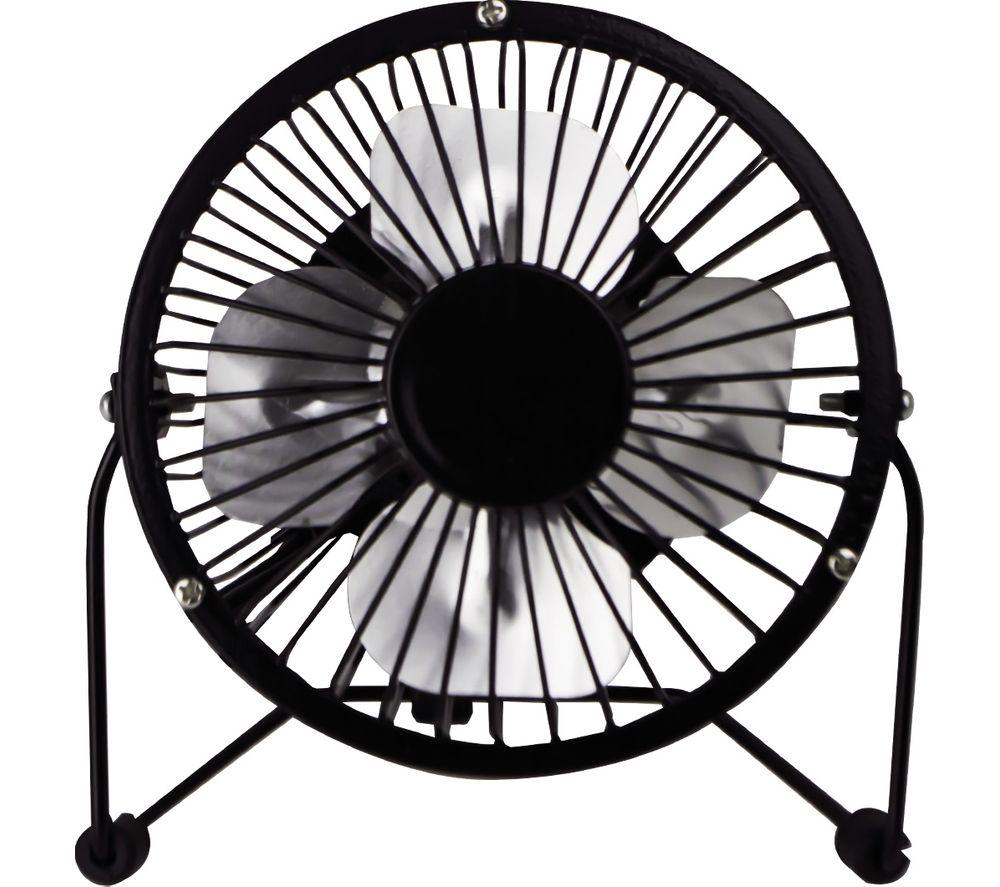 STATUS SUSBBLKWFAN1PKB4 4" USB Desk Fan - Black, Black