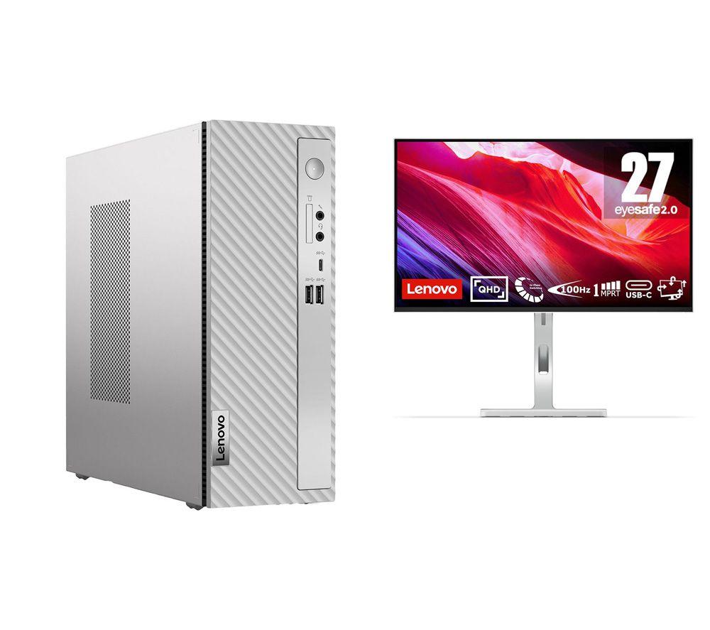 Lenovo IdeaCentre 3 Desktop PC (Intel® Core™ i5, 512 GB SSD) & L27h-4A Quad HD 27" IPS WLED Monitor Bundle - Grey, Silver/Grey