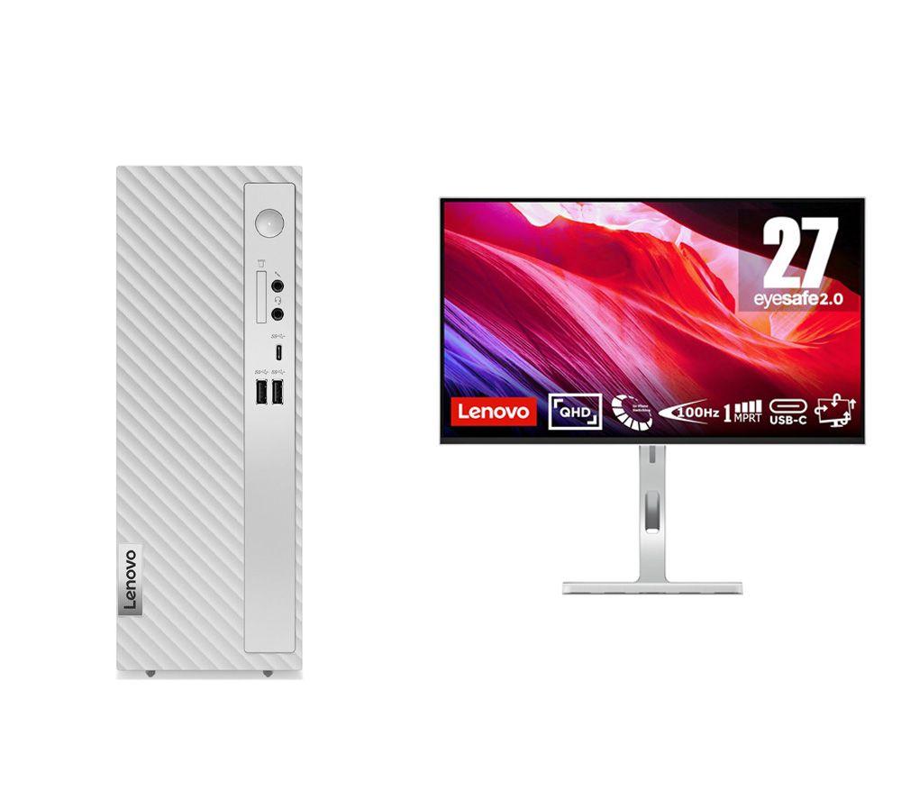 Lenovo IdeaCentre 3 Desktop PC (Intel® Core™ i5, 1 TB SSD) & L27h-4A Quad HD 27" IPS WLED Monitor Bundle - Grey, Silver/Grey