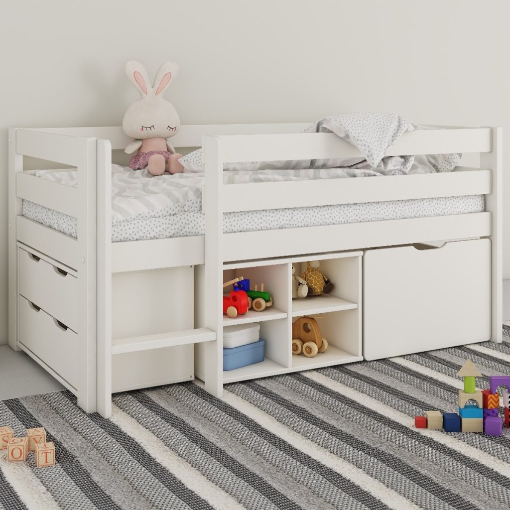 Noomi Solid Wood Shorty Midsleeper White (FSC-Certified)