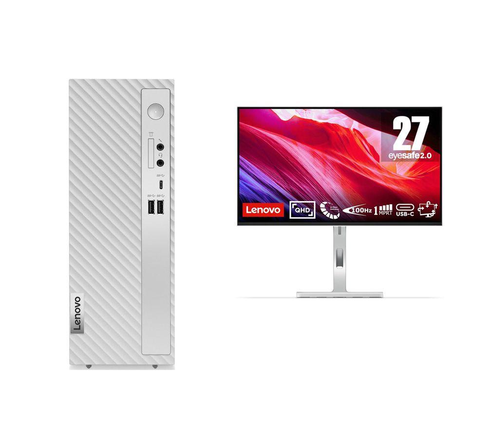 Lenovo IdeaCentre 3 Desktop PC (Intel® Core™ i3, 512 GB SSD) & L27h-4A Quad HD 27" IPS WLED Monitor Bundle - Grey, Silver/Grey