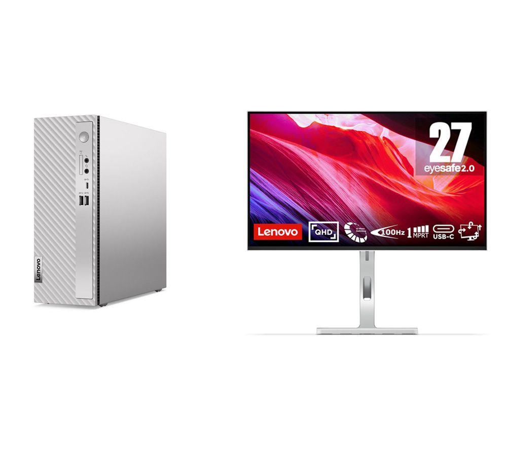 Lenovo IdeaCentre 3 Desktop PC (Intel® Core™ i7, 1 TB SSD) & L27h-4A Quad HD 27" IPS WLED Monitor Bundle - Grey, Silver/Grey