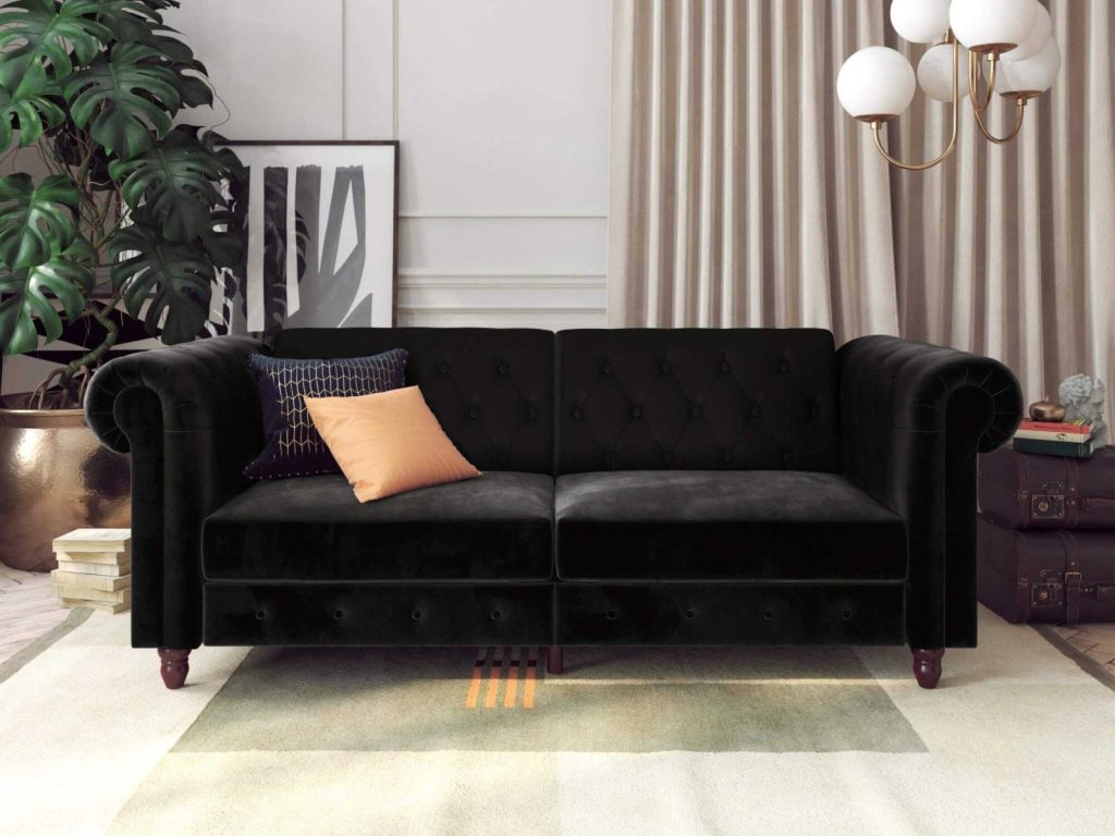 Dorel Felix Chesterfield Sofa Bed-Black
