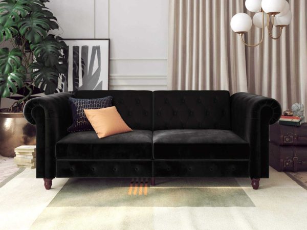 Dorel Felix Chesterfield Sofa Bed Black | Bed Sava