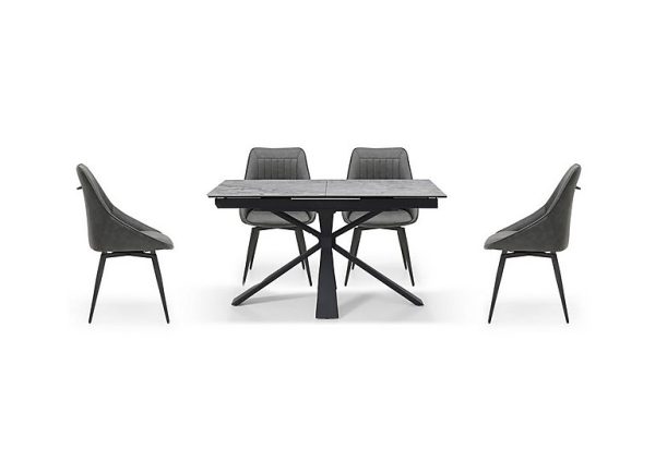Crete Small Extending Dining Table and 4 Faux Leather Swivel Chairs | Bed Sava
