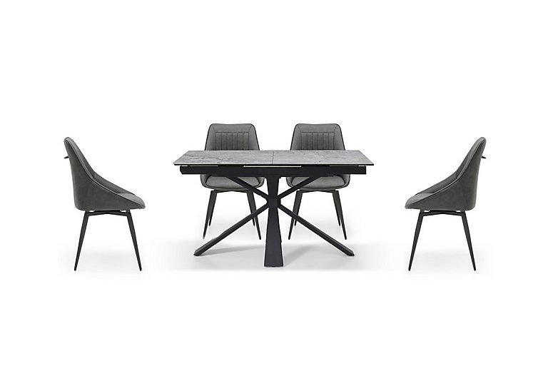 Crete Small Extending Dining Table and 4 Faux Leather Swivel Chairs