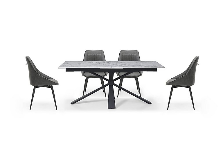Crete Large Extending Dining Table and 4 Faux Leather Swivel Chairs