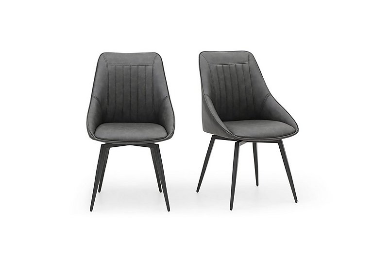 Crete Pair of Faux Leather Swivel Dining Chairs