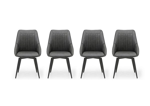 Crete Set of 4 Faux Leather Swivel Dining Chairs | Bed Sava