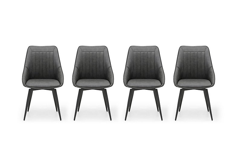 Crete Set of 4 Faux Leather Swivel Dining Chairs