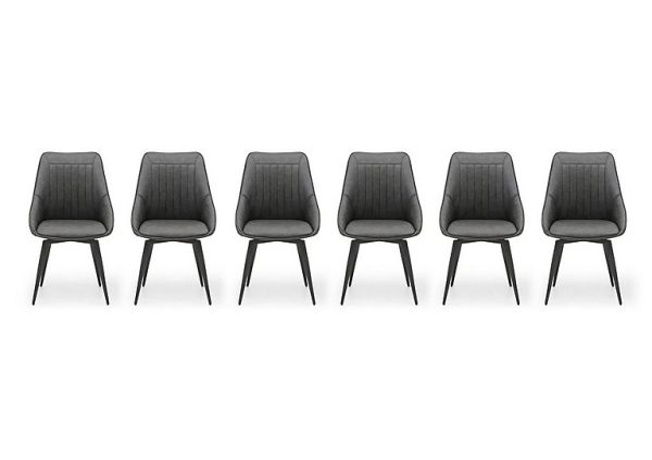 Crete Set of 6 Faux Leather Swivel Dining Chairs | Bed Sava