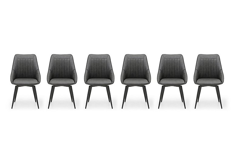 Crete Set of 6 Faux Leather Swivel Dining Chairs
