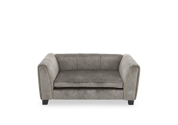 Ariana Fabric Pet Bed with Brass Insert  Silver with Brass Insert | Bed Sava