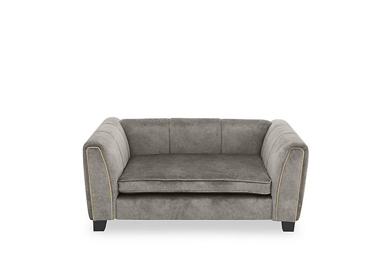 Ariana Fabric Pet Bed with Brass Insert - Silver with Brass Insert